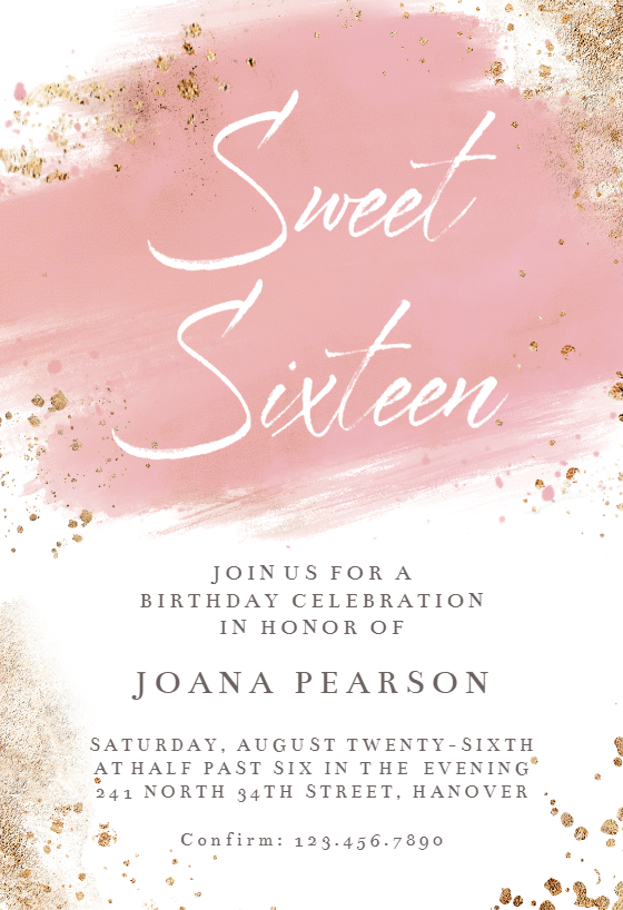 Sweet 16 Invitation Templates (Free) - Birthday